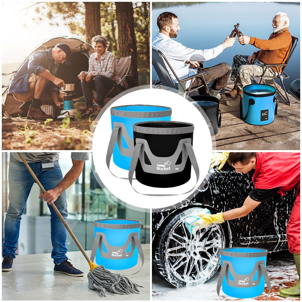 Secchio Pieghevole 16,8L - Silicone, Portatile Per Campeggio, Giardino, Lavaggio Auto - Foto 11