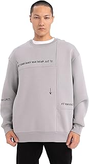 سويت شيرت بقصة مريحة ذات مقاس كبير مع رقبة دائرية وأكمام طويلة للرجال من ديفاكتو، موديل C0004AX