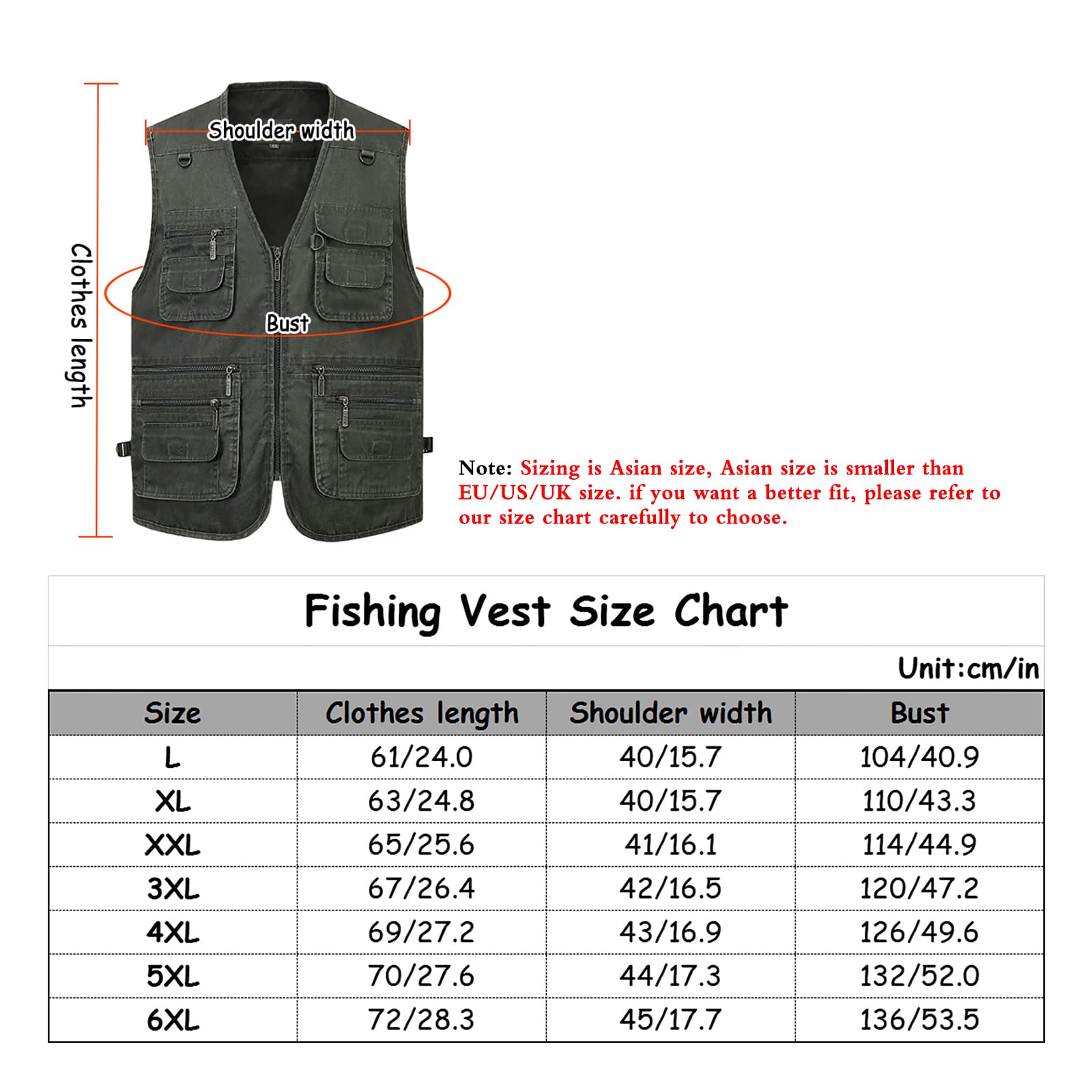 Mire Chaleco de Pesca para Hombre Exterior Ligero Secado Rápido Trabajo Fotografía Chaleco con Multibolsillos(Size:6XL,Color:Gris)