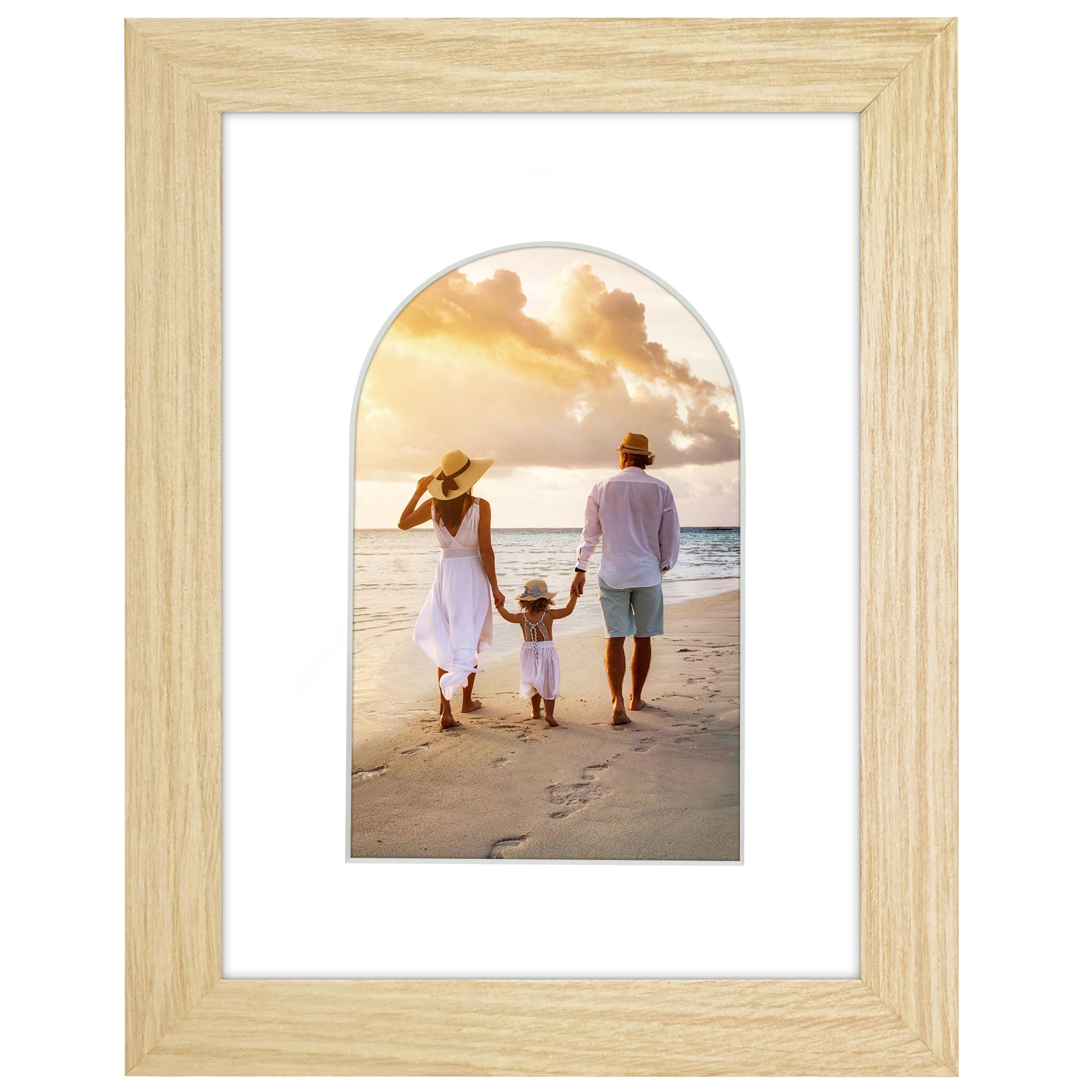 Americanflat 4x6 Picture Frame with Arch Mat Insert and Shatter-Resistant Glass - Signature Collection - Designer Photo Frames for Tabletop and Wall - 6x8 Picture Frame without Mat - Natural Oak