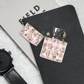Lighter Case Compatible with Zippo Shell Only,Peach Retro Patternprinted No Insert Metal Lighter Case for Zippo