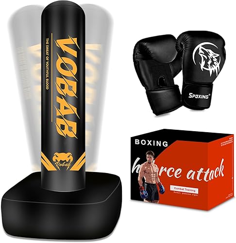 Saco de boxeo independiente para adultos, bolsa de boxeo de 70 pulgadas con soporte, bolsa pesada con guantes de boxeo y bomba de aire eléctrica,