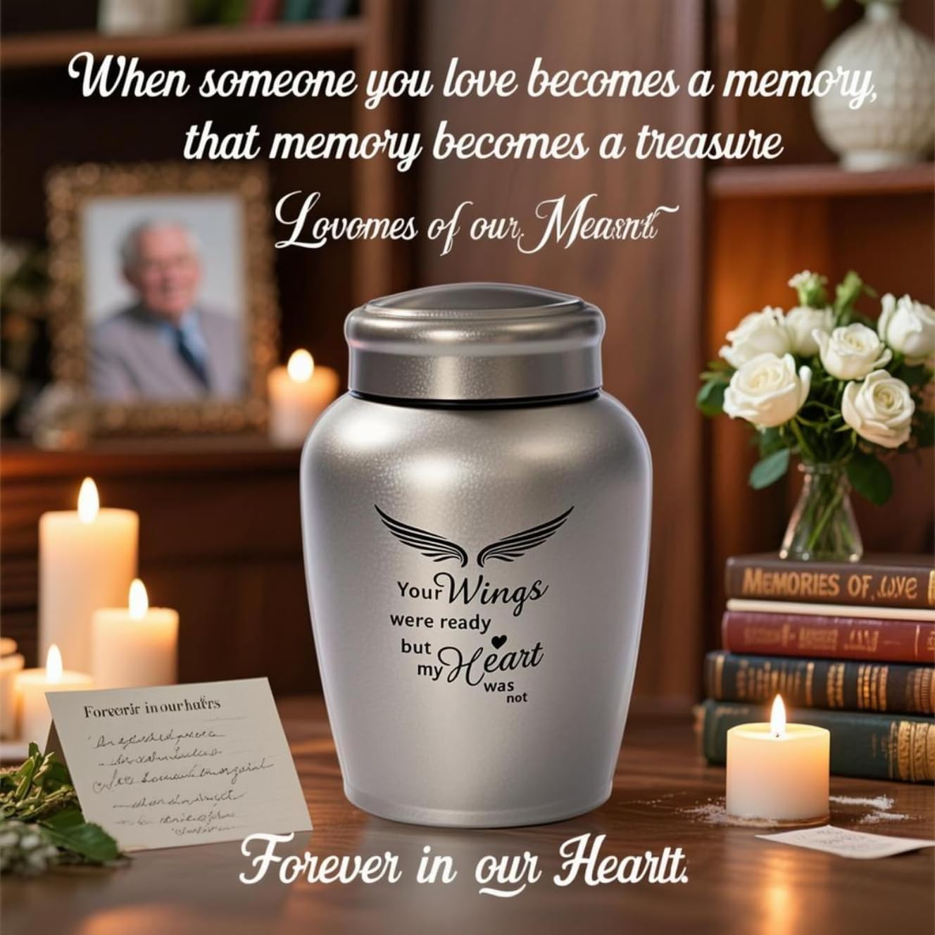 Urns for Ashes Adult Male/Female, Unique 8.5" Large Cremation Urns for Human Ashes Upto 180LBS with Angel Wings for Men Women