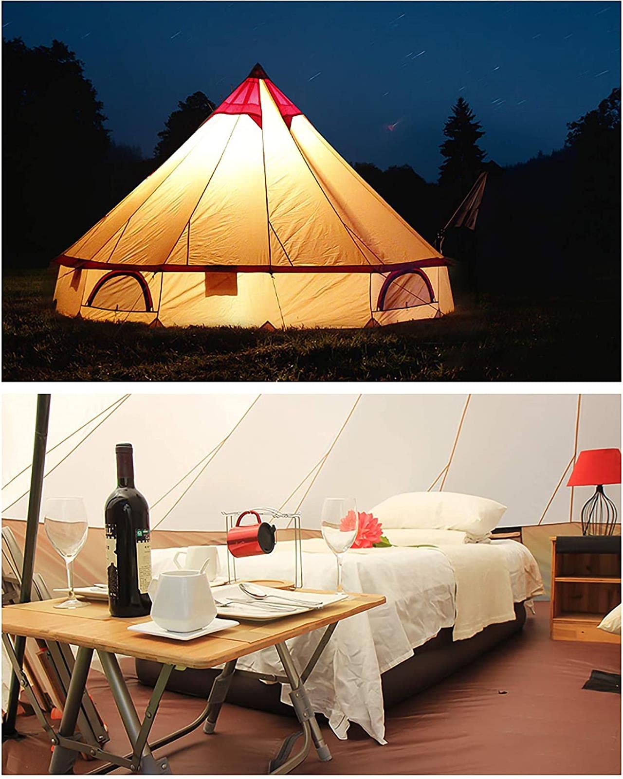 Namiot przenośny Namiot płócienny z otworem na piec Namioty z płótna bawełnianego Namiot jurtowy dla Campi4-sezonowy wodoodporny namiot dla rodziny Campioutdoor Glamping, Tipi