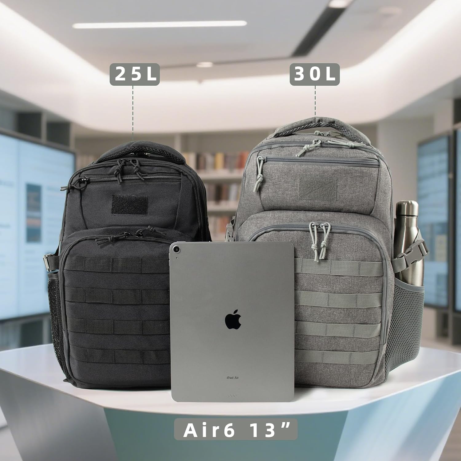 25L Military Travel Laptop Backpack 15.6-inch Backpack For Women Business Carry On Flight Approved Small Black Backpack Bug Out Bag Work Gym Weekend Bag Men's Assault Bags Back Pack