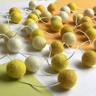 Yellow Pom Pom Garland, Wall Hanging Decor, 2cm Felt Balls, Custom Length, Gender Neutral Yellow Nursery, Sun Decorations Wall, Safari Nursery, Giraffe Nursery, Rainbow Nursery, Boho Nursery Decor
