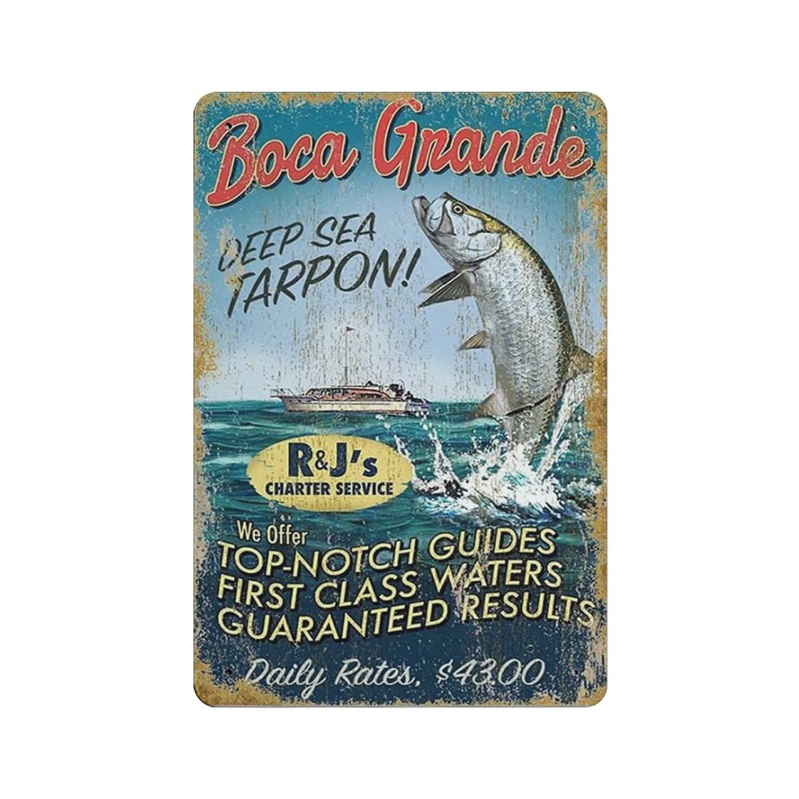 AOOEDM Fishing Metal Signs for Garage Man Cave Bar Kitchen Coffee Tin Sign Nostalgic Wall Decor Signs Vintage Retro Poster