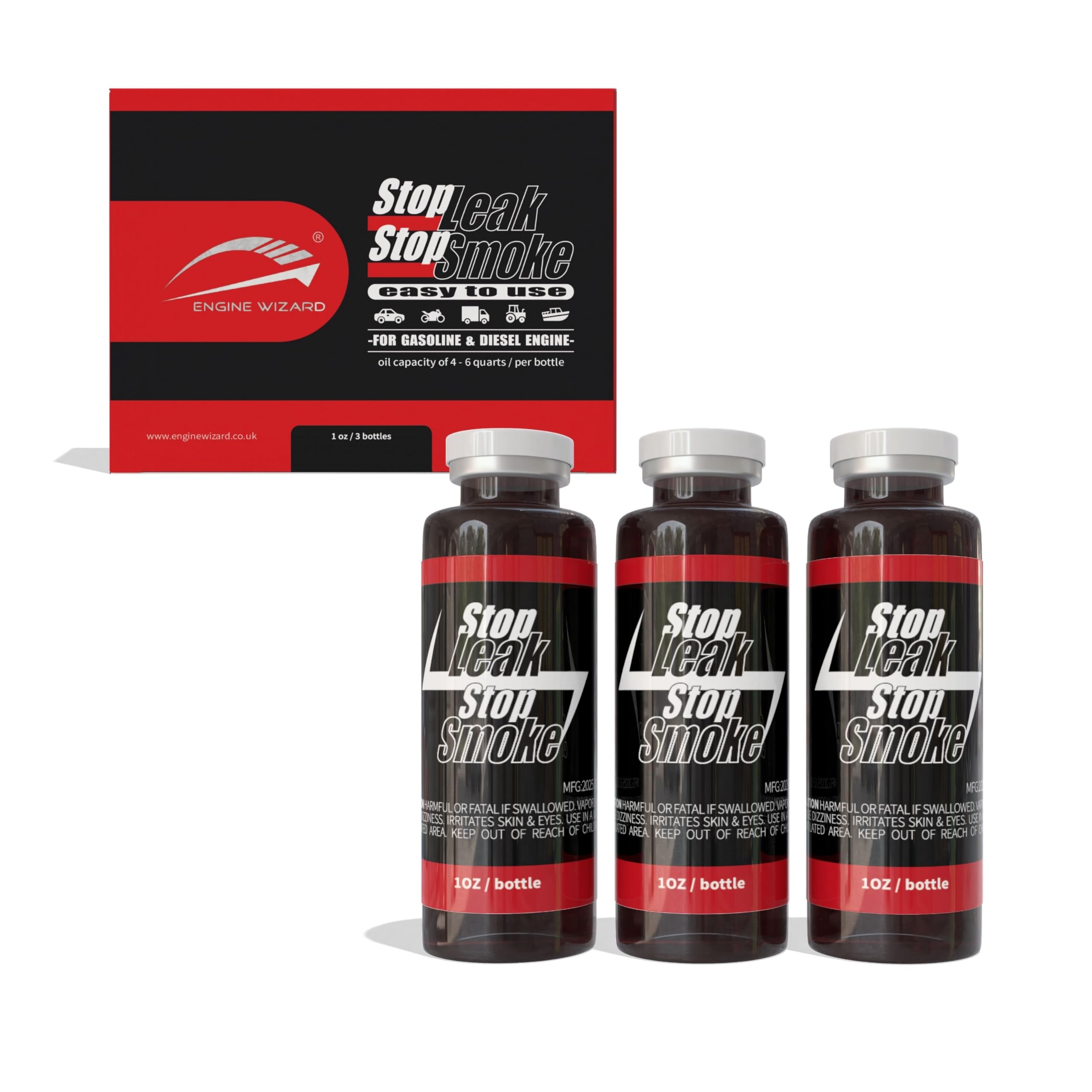 Engine Wizard Engine Treatment (3 oz) - Stop Leaks and Smoke without Needing to Dismantle