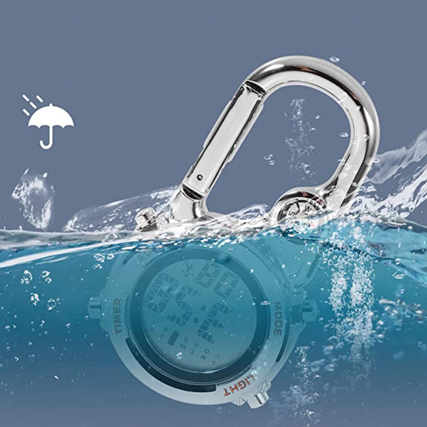 Montre à Clip / Mousqueton De Poche - Pendentif Digital Avec Clip Pour Sac à Dos - Pour Camping, Infirmières, Randonnée
