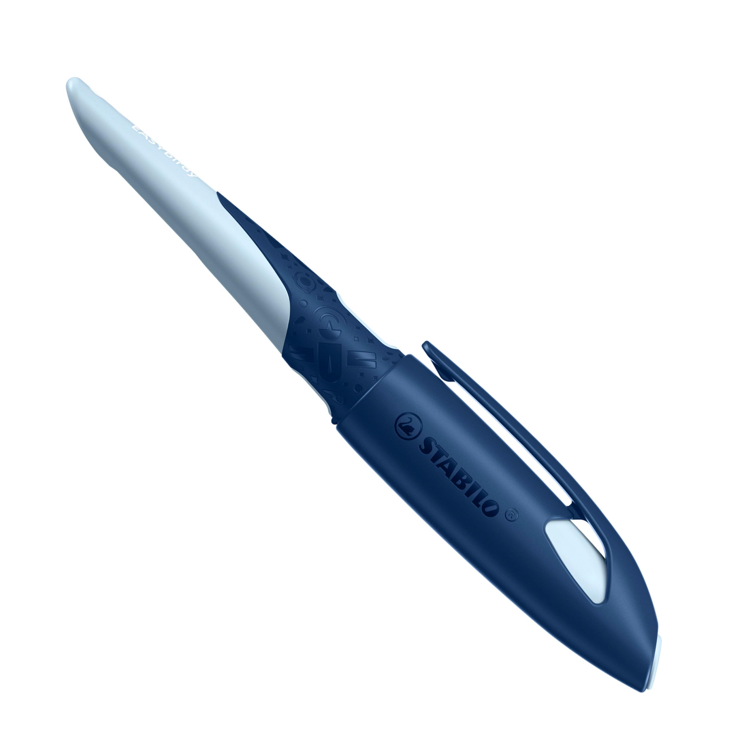STABILO - Schulfüller ergonomisch für Linkshänder mit Anfänger-Feder - EASYbirdy 3D DreamWorld Special Edition in blau - inkl. Patrone blau (löschbar) - ohne Einstellwerkzeug