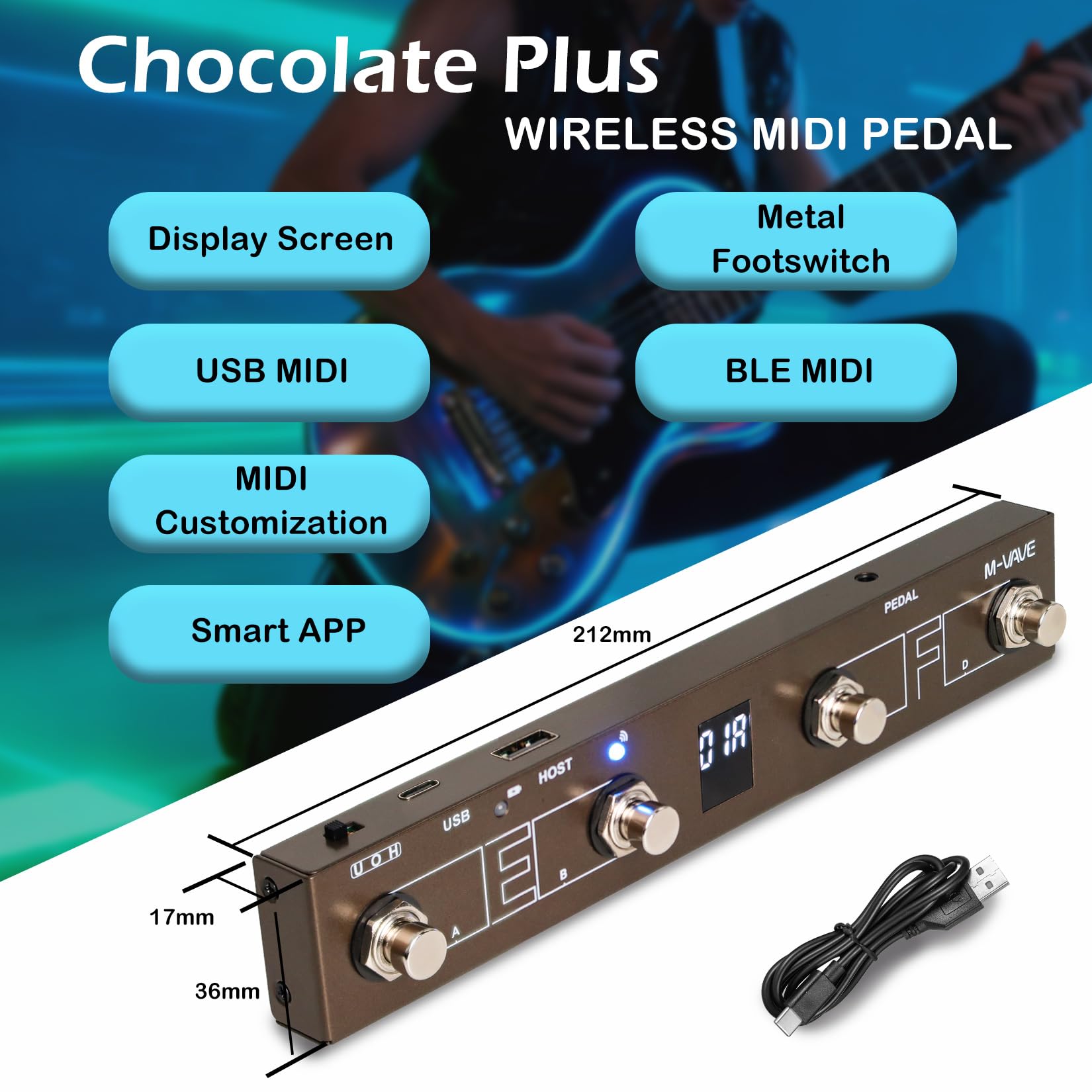 Amazon.com: M-VAVE Chocolate Plus MIDI Footswitch Controller Pedal