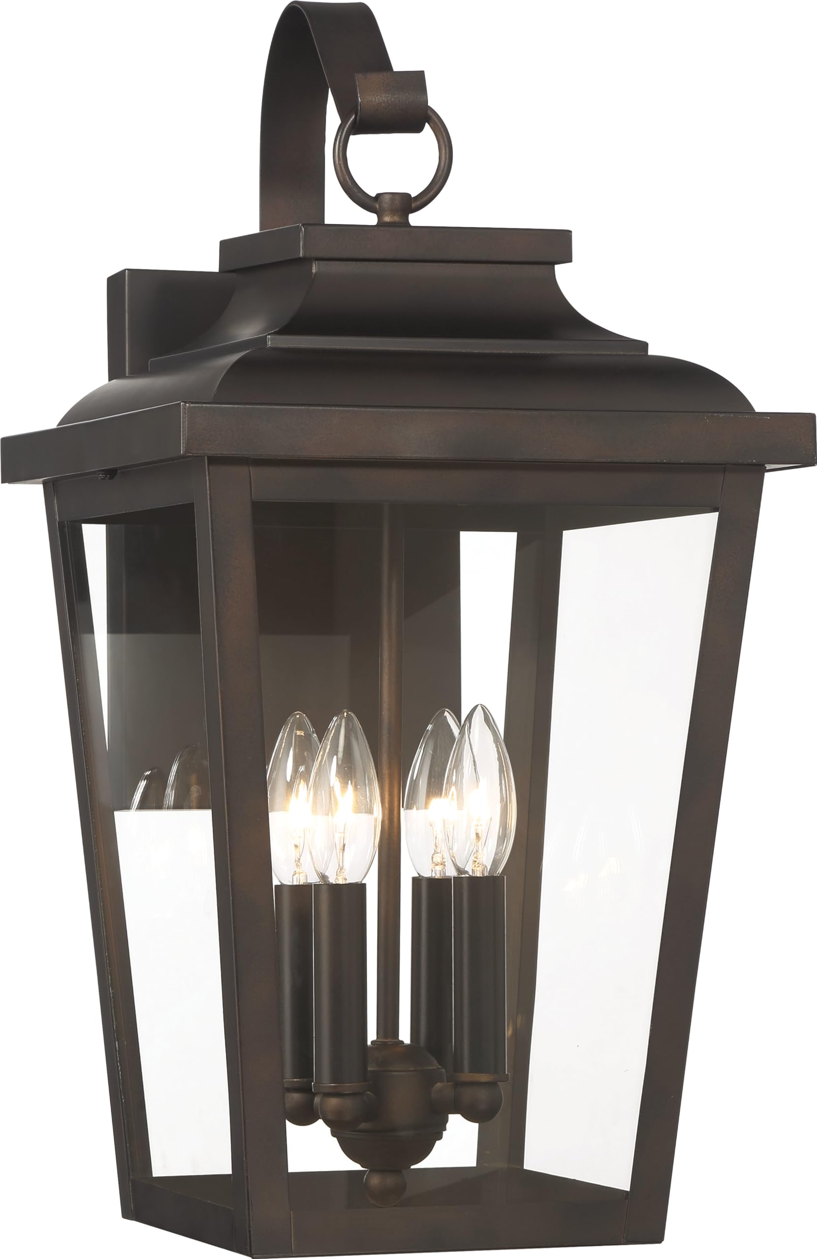 THE GREAT OUTDOORS Irvington Manor 4 Light Wall Mount in Chelesa Bronze Finish with Clear Glass
