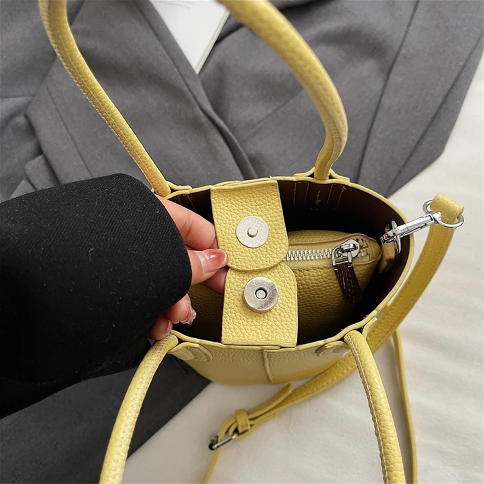 Conjunto de bolso bandolera estilo cubo vertical for mujer, color puro, verano lujo Para Viajes Compras Trabajo Citas
