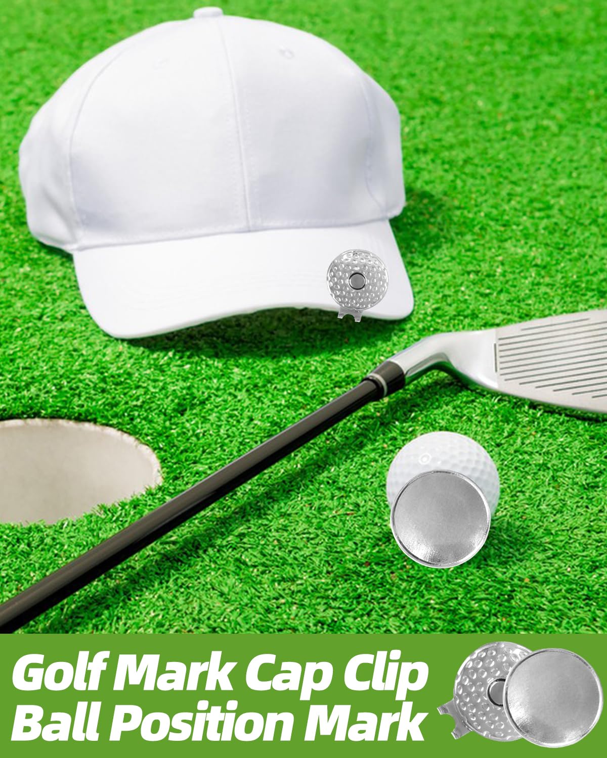 Clip Magnético para Sombrero de Golf, Marcador de Pelota de Golf, 2 Piezas