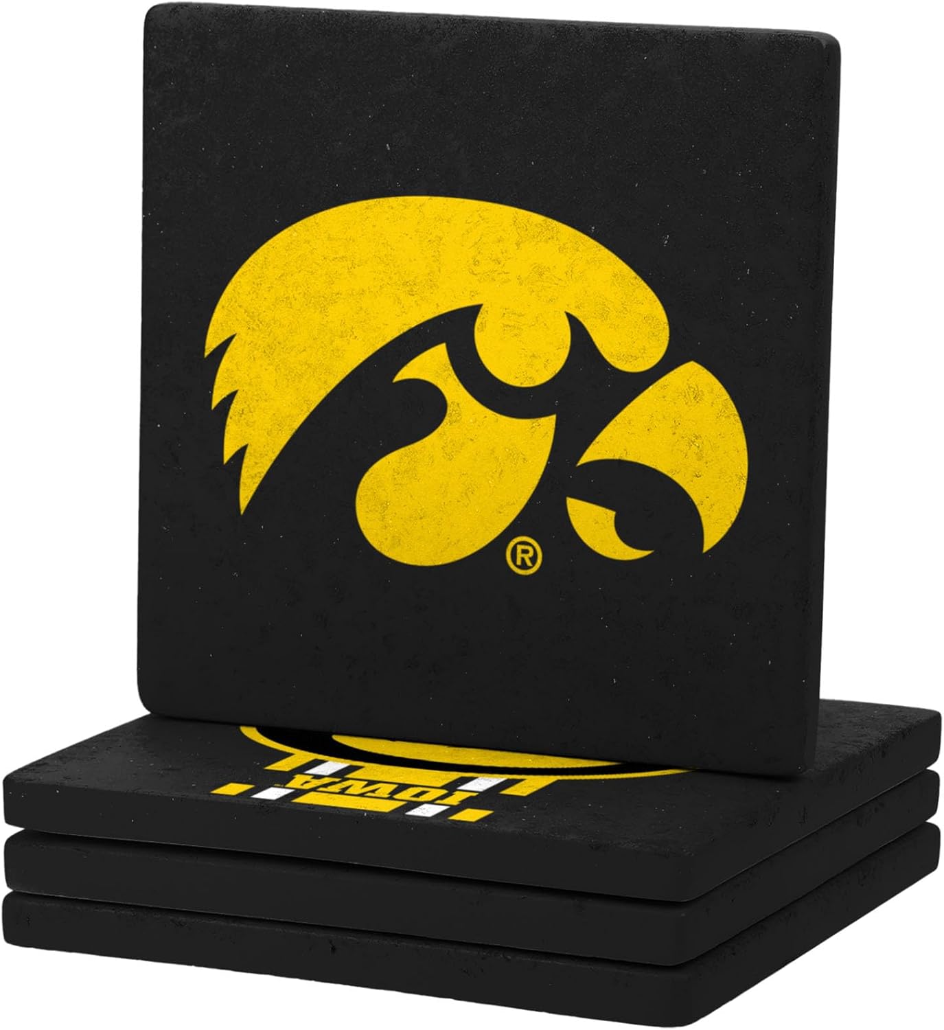 FOCO NCAA Official 4-Pack Beverage Drink Stone Coaster Set (Iowa Hawkeyes) - Image 2