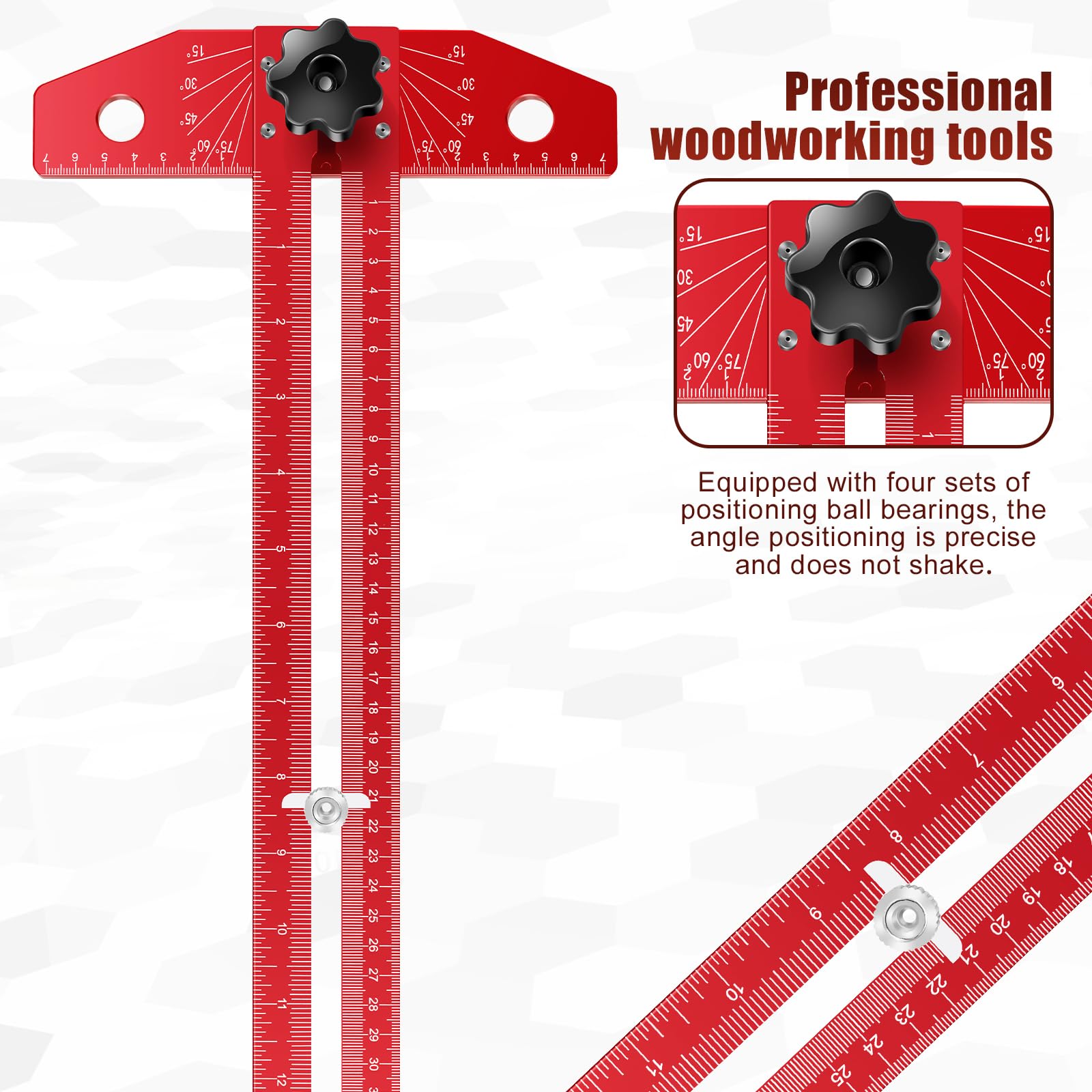 15.9 Inch Woodworking Scriber & Sliding T-Square Ruler - Adjustable Aluminum Alloy Marking Tool With Angle Scale - View #4