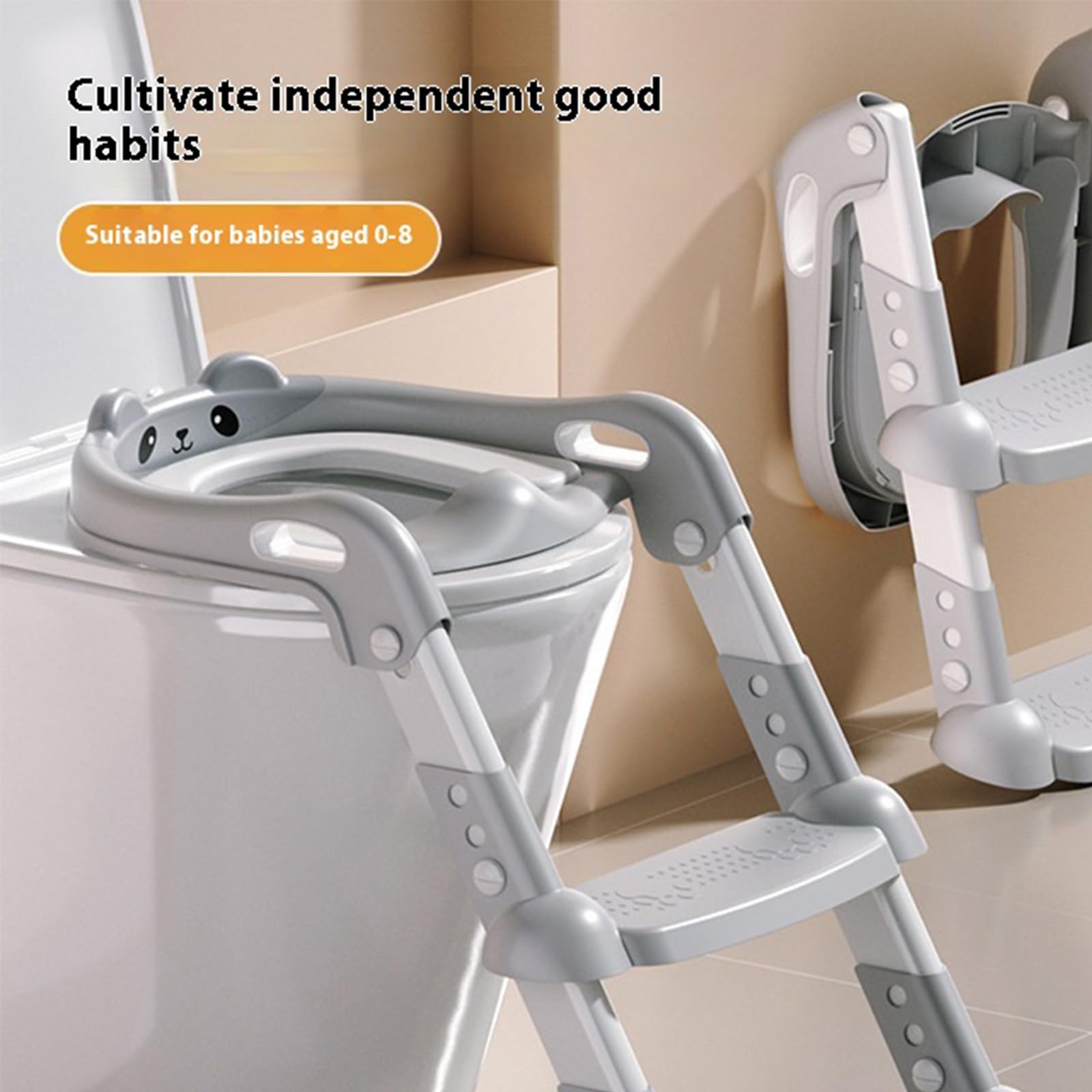 3-fach höhenverstellbarer Töpfchentrainingshocker für Kleinkinder, faltbare Trittleiter, rutschfeste Basis, ergonomisches Design, Toilettensitz, Tritthocker, Toilettensitz