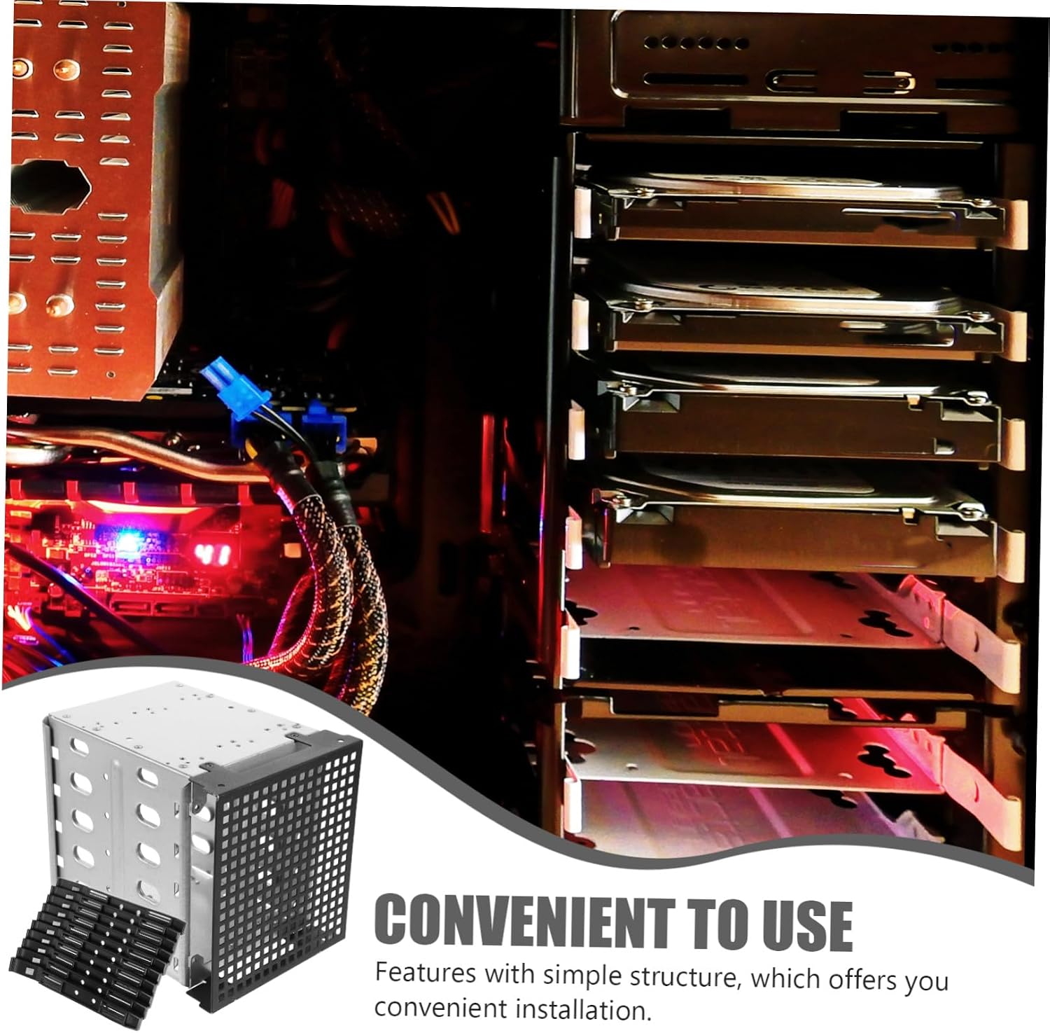 Mikinona Hard Drive Bracket Mounting Kit for Desktop Hard Disk Cage Adapter Stable Easy to Install for Computer Case