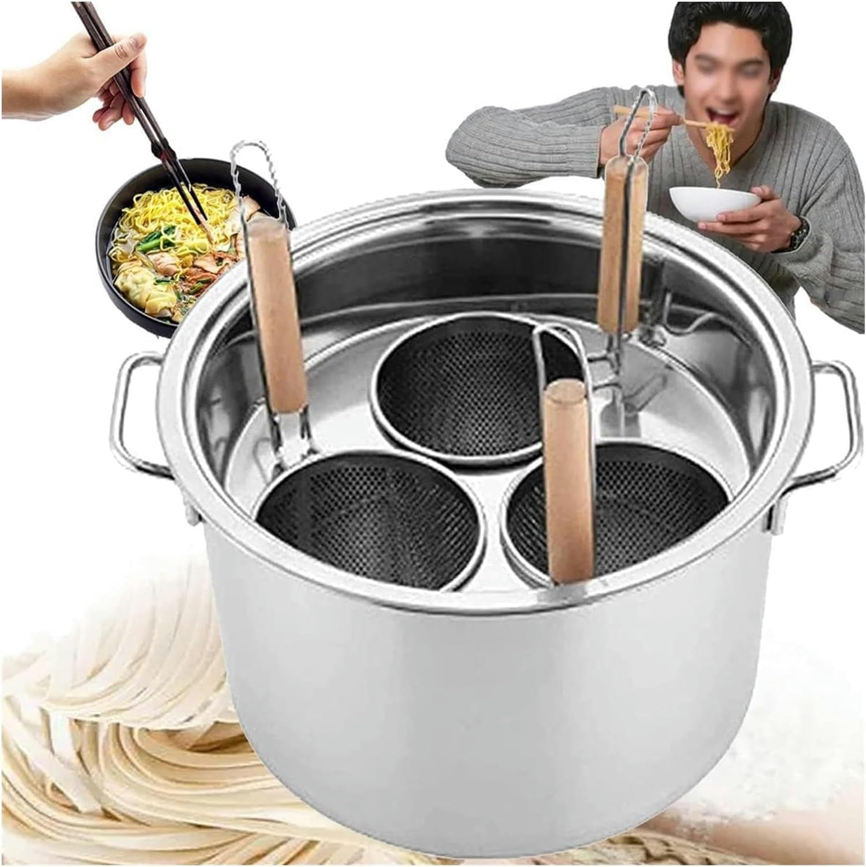 Pentole per Pasta Pentola per Cucinare Set per cuocipasta Commerciale, cuocipasta Multifunzionale con divisore e scolapasta, pentola per brodo in Acciaio Inossidabile o Cucina Dome