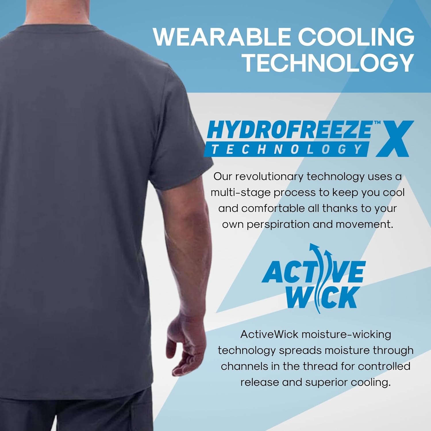 Arctic Cool Men’s Crew Neck Instant Cooling Pocket Workwear Moisture Wicking Performance UPF 50+ Short Sleeve Shirt - Image 2