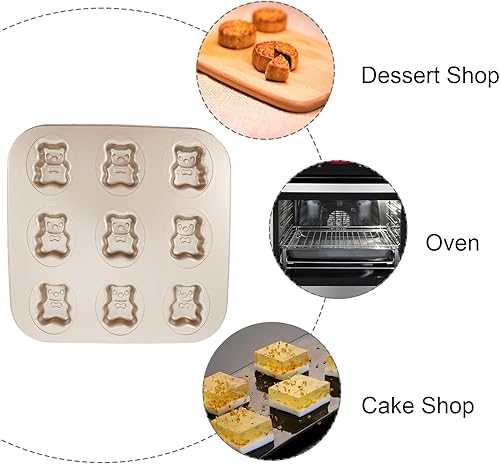 Miniatura 6 de Hemoton Madeleine - Molde para tartas, antiadherente, pequeño, molde para hornear oso, acero al carbono pesado para horno, galletas, pastel,