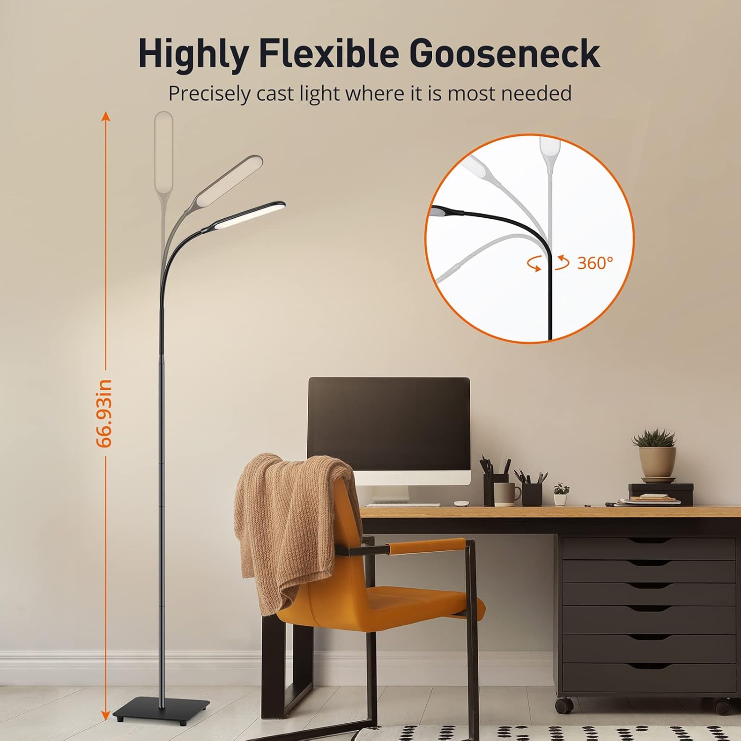 LED Floor Lamp, sympa Reading Lamp Floor Standing with 4 Colours & 4
