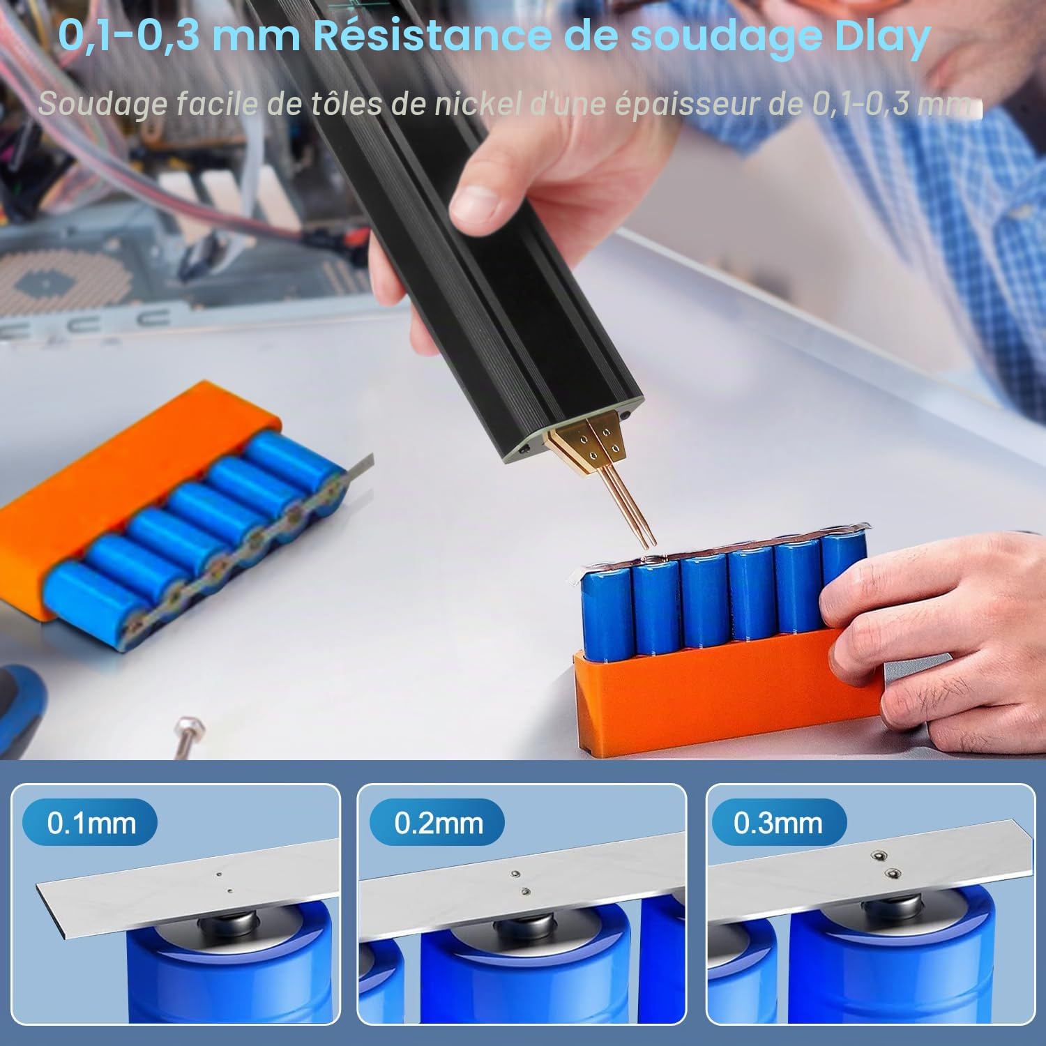 Poste à souder par points sans fil avec modes automatiques et manuels, 80 vitesses réglables pour batteries DIY