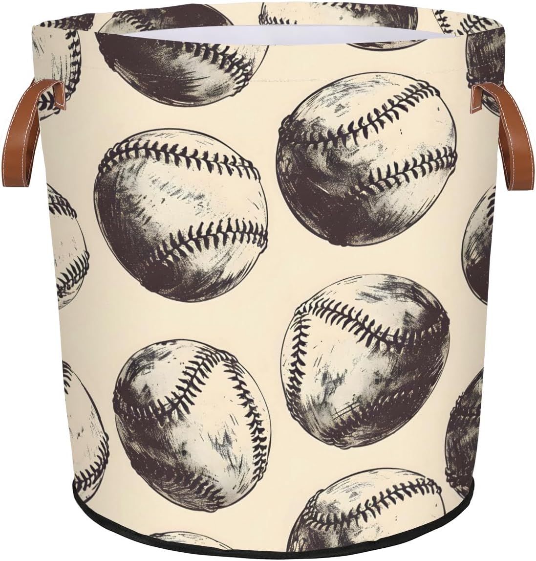 Vintage BaseBall Laundry Basket Collapsible Laundry Hamper with Handles Ball Sport Clothes Storage Bin for Bathroom, Bedroom, Living Room