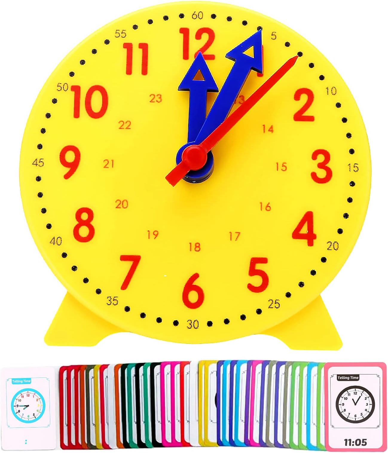 Learning Clock, Learning Clock for Kids,Telling Time Teaching Clock,Clock for Kids Learning to Tell Time with Learning Clock Card (3.94 Inches)
