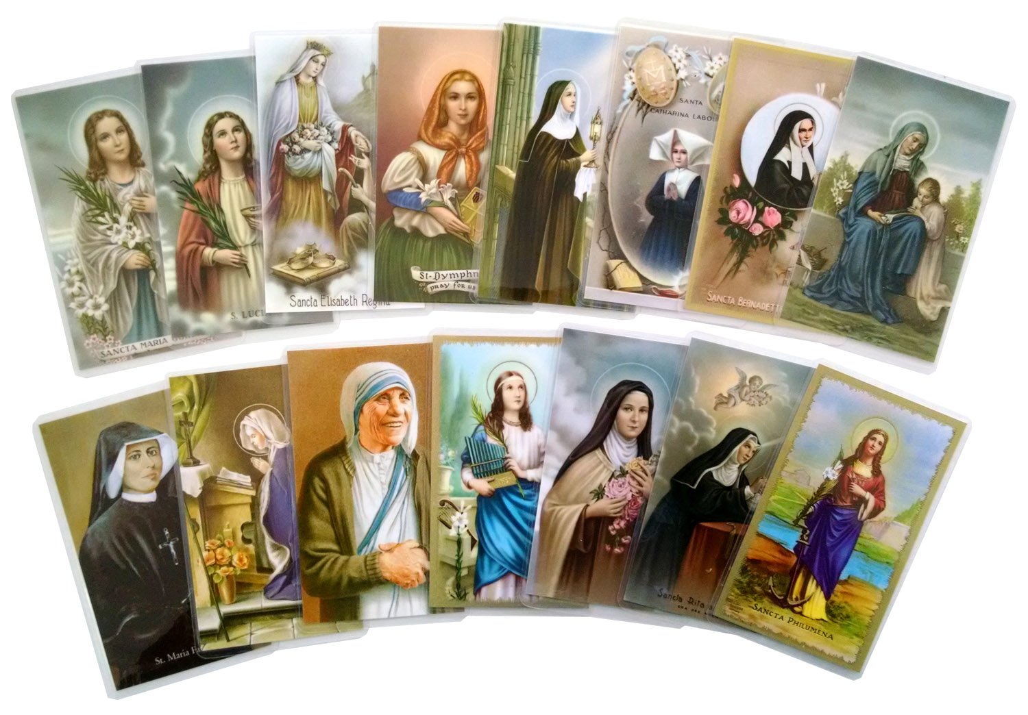 Gannon's Prayer Card Co. Assorted Catholic Female Saints Laminated - Pack of 15