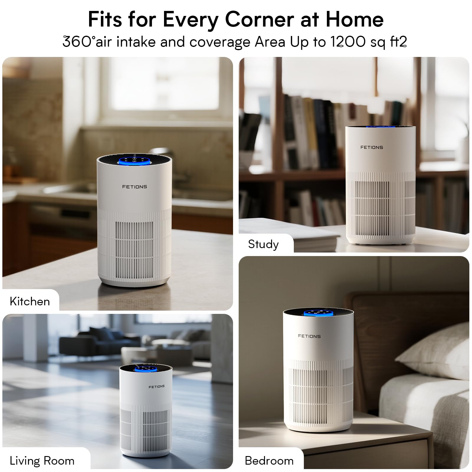 Purificadores de aire para el hogar de hasta 300 pies cuadrados, purificadores de aire pequeños para dormitorio, purificador de aire HEPA H14 con modo de espera, 3 velocidades, temporizador, función