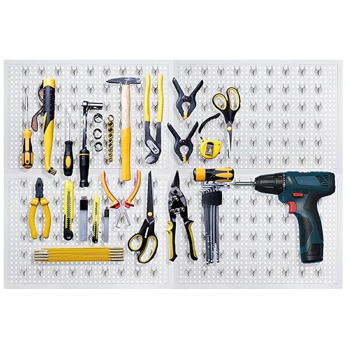 Miniatura 5 de 6 paneles de metal para tablero de clavijas, 48 x 48 pulgadas en total, kit de combinación con ganchos de tablero de clavijas de corazón para pared