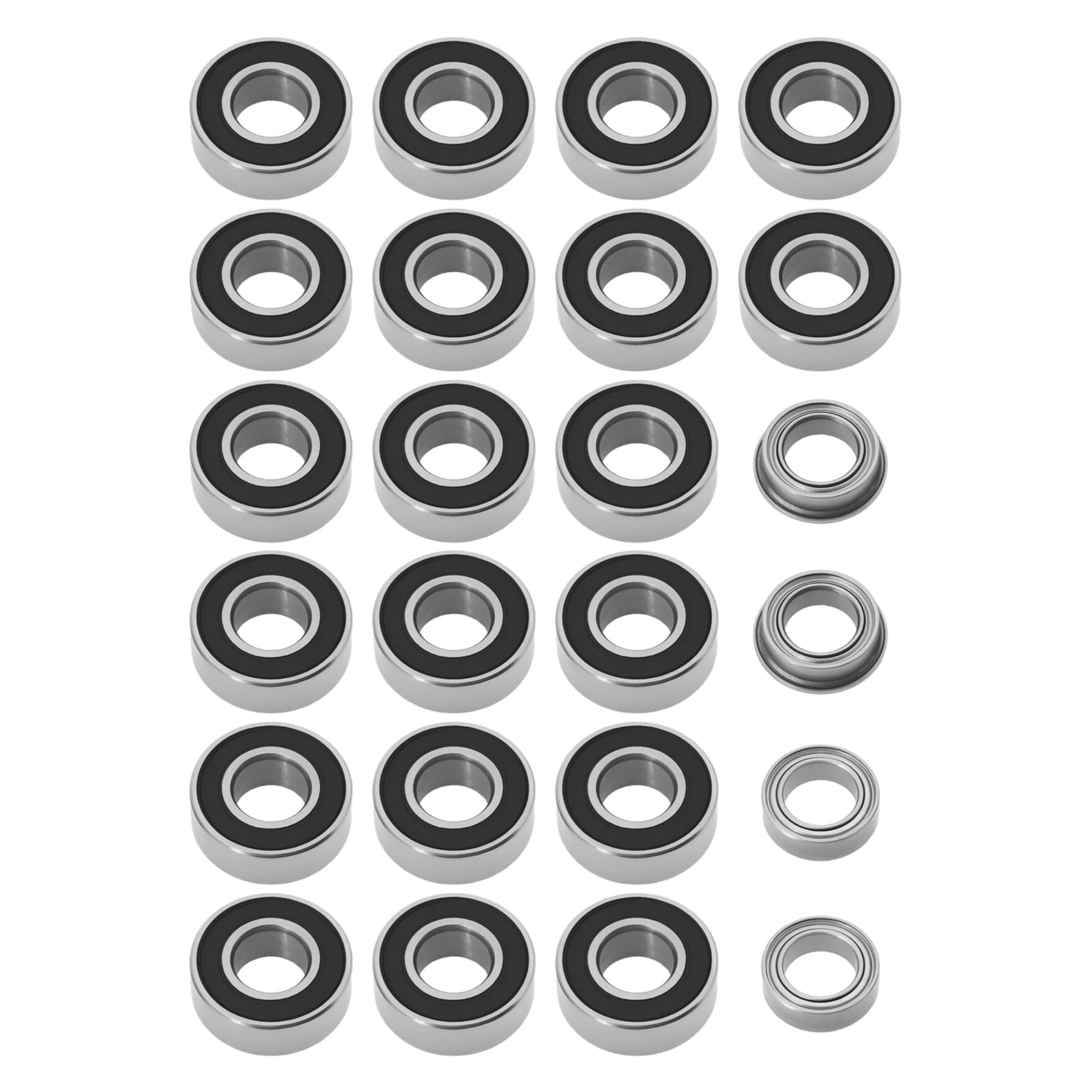 EMSea 24Pcs RC Car Ball Race Bearing Upgrade Bearing Set Replacement Part 5x11x4mm 2RS 5x8x2.5mm ZZ 5x8x2.5mm Flanged Compatible with T-amiya MF-01X