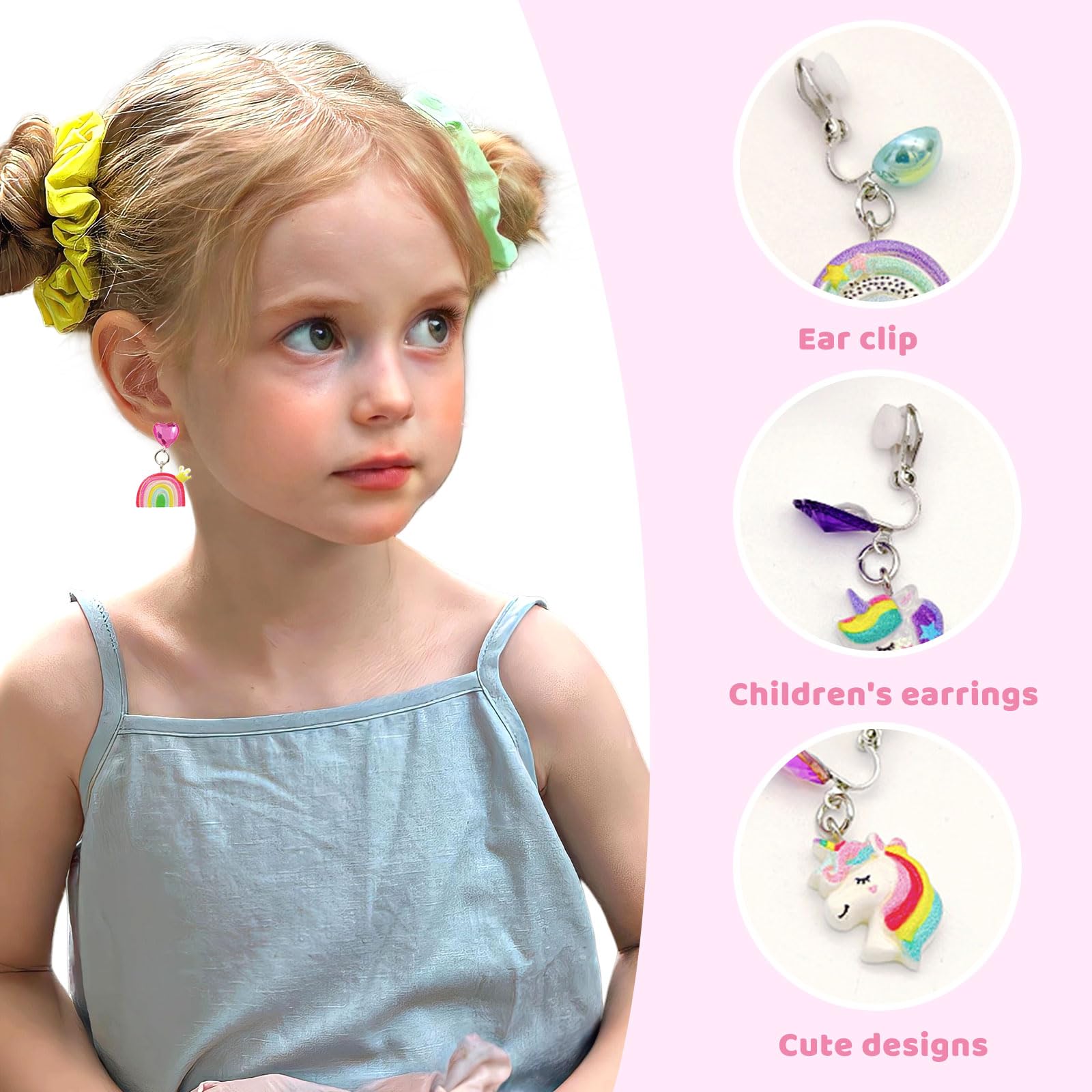 Auroriel 12 works of Ear Clips for Girls Earring Set Without Ear Holes with Ear Cushions, Cute Butterfly, Rabbit - Image 3