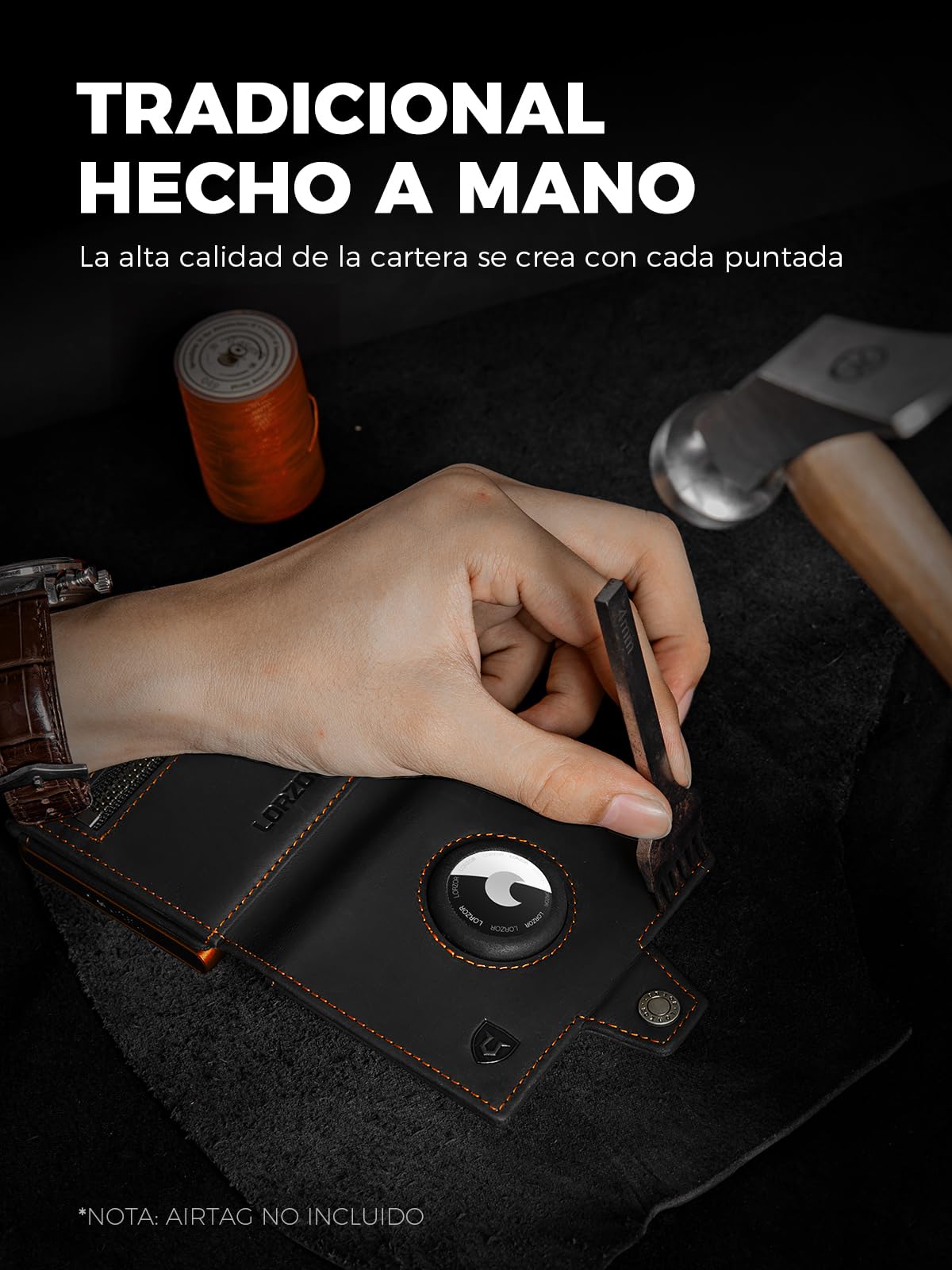 LORZOR Cartera Airtag Hombre, Cartera Hombre Pequeñas con Monedero, Billeteras con Bloqueo RFID, Tarjeter Piel Pop-up, 10 Tarjetas