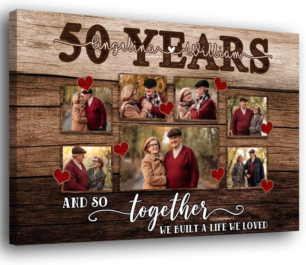 50 Years 50th Couple Love Wife Husband Personalized Canvas Art, Poster and Wall Art Picture Print Modern Family Bedroom Decor Posters Full Size