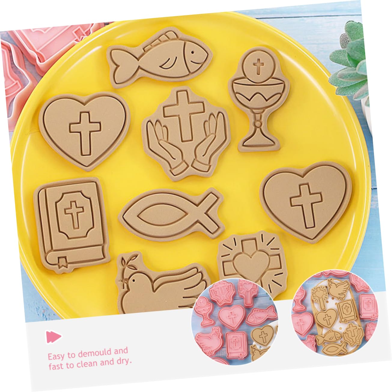 8er Set Weihnachtsplätzchen Ausstecher Mit Stempel – 3D Kreuzform Keksausstecher Für Religiöse Motive – Lustige Keksstempel Für DIY Backen Und Festliche Leckereien