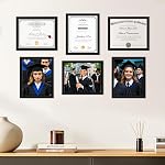 HOMERHYME Diploma Frame, 8.5 by 11 Black Picture Frames, Certificate Frame with Clear Plexiglass, 8.5 x 11 Photo Award Document Degree Record Frames for Collage Gallery Wall Display, 2 Pack