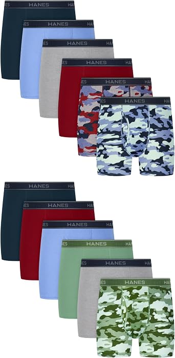 Hanes Boys Underwear Boxer Briefs Or Briefs Pack, 8 Or 12 Pack, Cotton Stretch Underwear for Boys & Toddler Boys