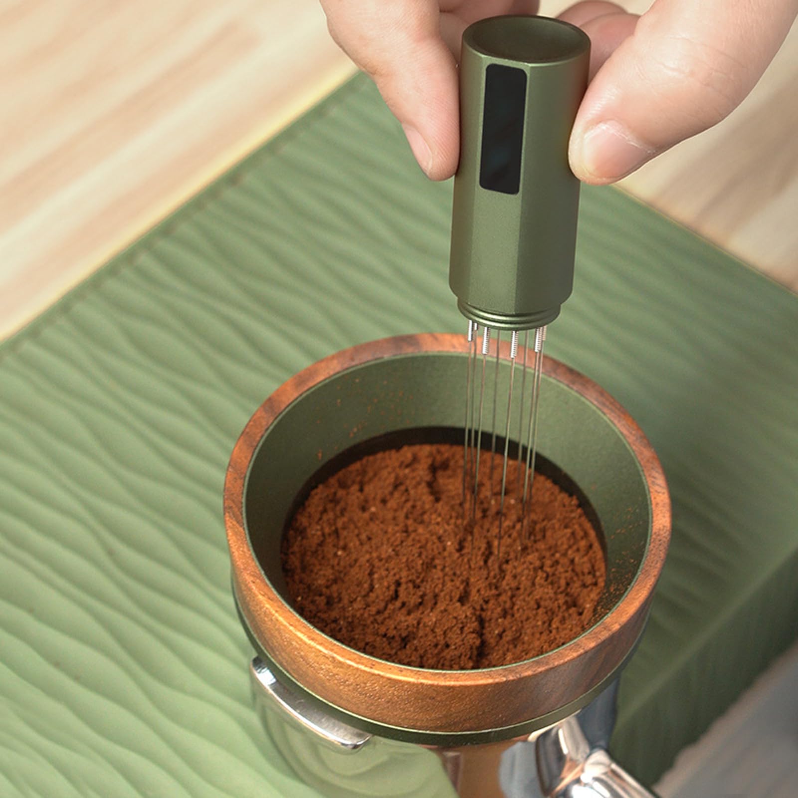 Agitador de café expreso profesional con aguja de polvo para distribución de polvo con soporte, aguja de café en polvo para café
