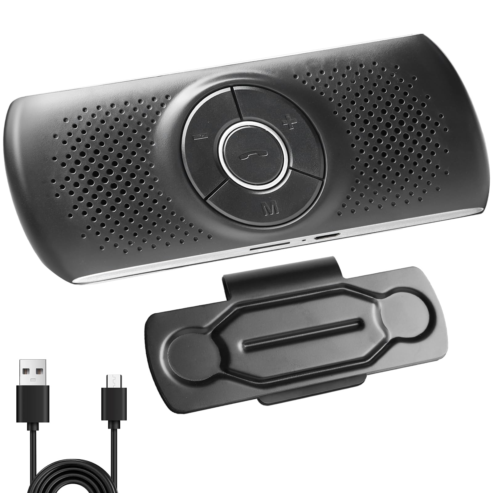 Adattatore audio wireless Bluetooth 4.2 vivavoce con clip, microfono integrato, slot per scheda TF, riconnessione automatica per GPS, musica, chiamate, controllo del volume