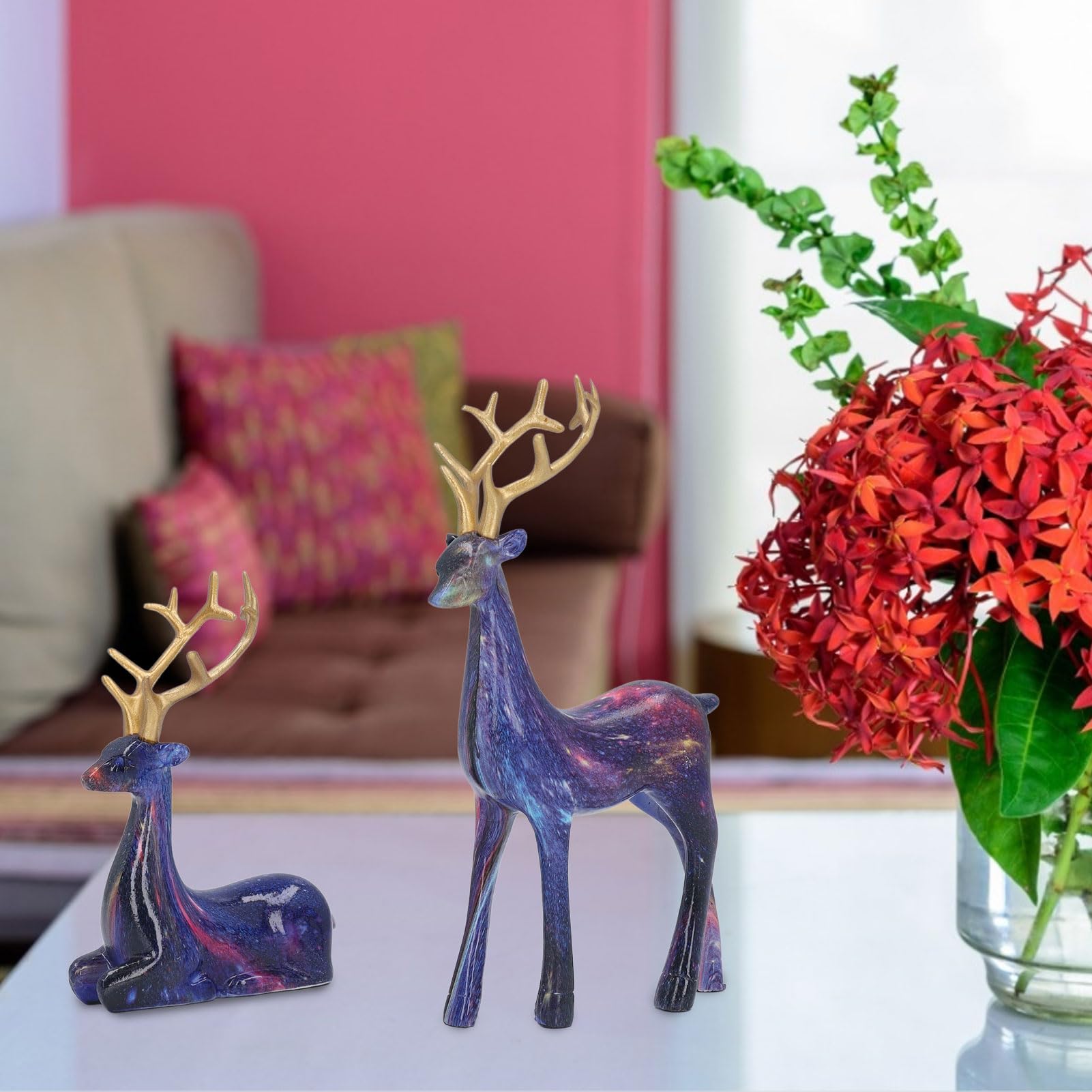 Amazon.co.jp: 鹿の置物 2個 リアルなデザインの鹿の置物 鹿の