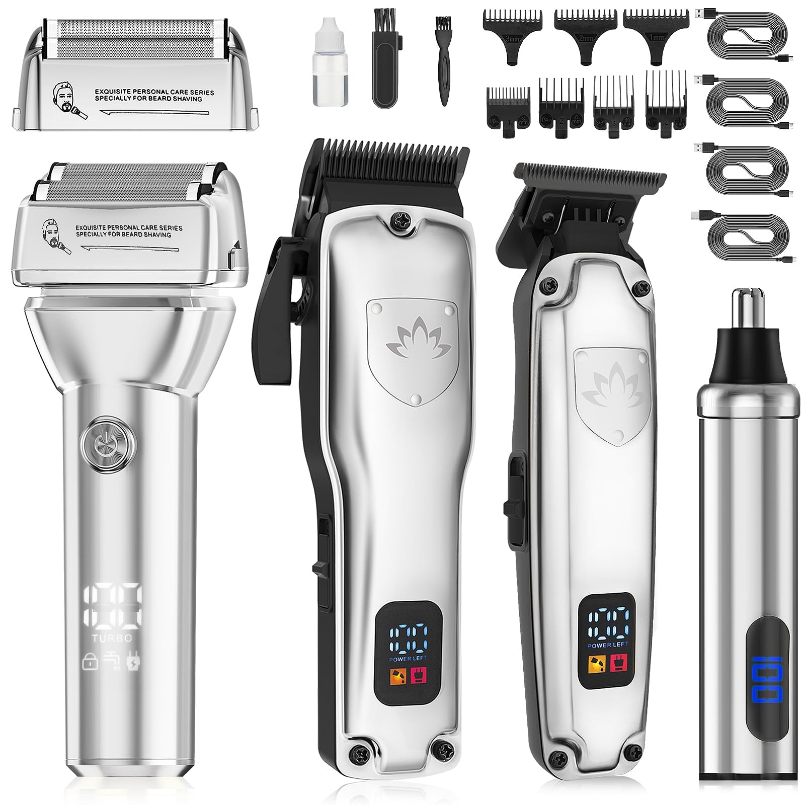 Dumite Hair Clippers for Men,4 in 1 Professional Hair Clippers T-Blade Trimmer Electric Foil Shaver Nose Hair Trimmer Set,Cordless Barber Hair Cutting