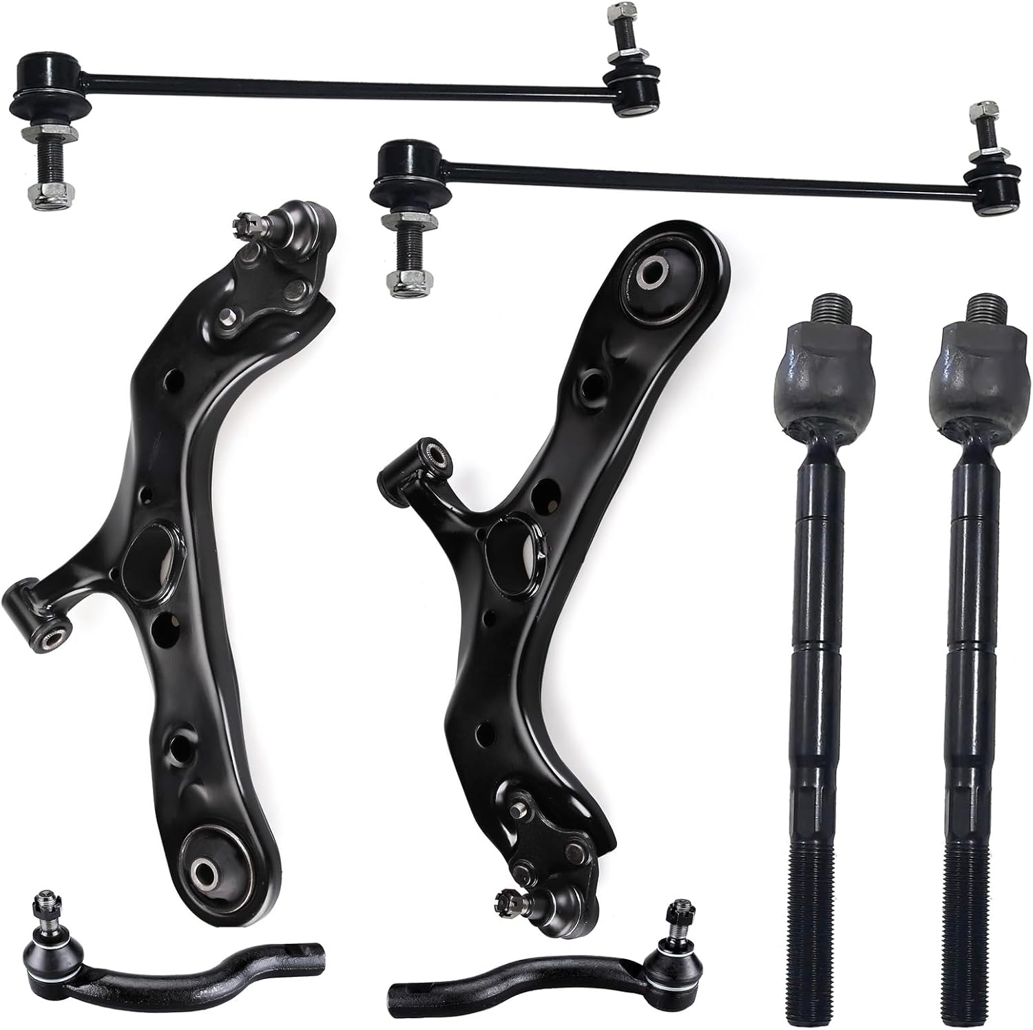Front Lower Control Arm w/Ball Joint + Inner & Outer Tie Rods + Front Sway Bar FITS for Toyota RAV4 2006-2018, K620586 K620587 K750043 ES800053 ES800054 EV800328 Front Suspension Kit- 8pc Set