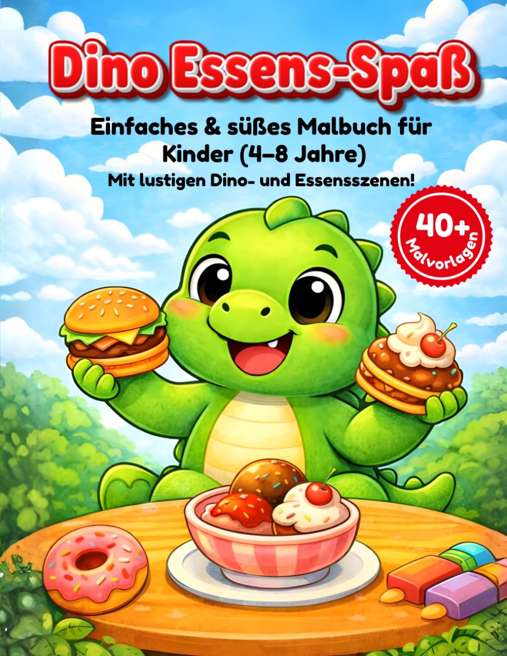 Dino Essens-Spaß: Einfaches & süßes Malbuch für Kinder (4–8 Jahre)