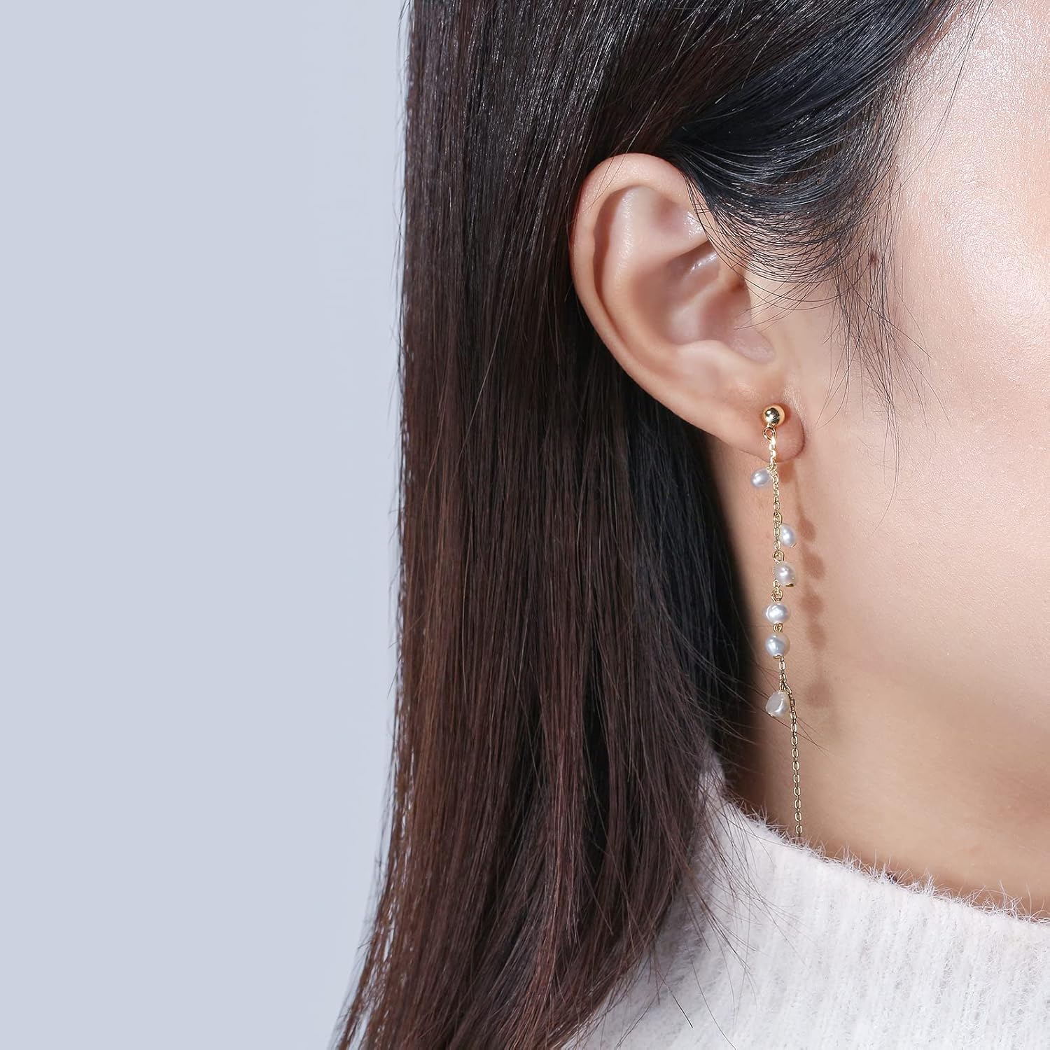 S925 Sterling Silver Boho Baroque Tassel Drop Dangle Linear Earrings for Women Bohemia Summer Gifts