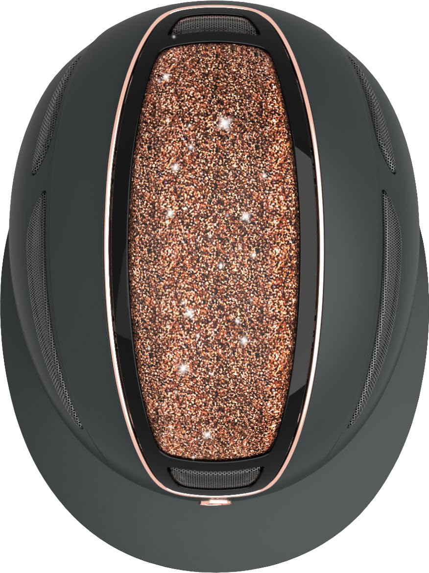 Covalliero Casque d'équitation Elite Polo Femme Enfant Résistant aux Chocs Visière Ventilation Système Disc Or Rose 56-58 cm