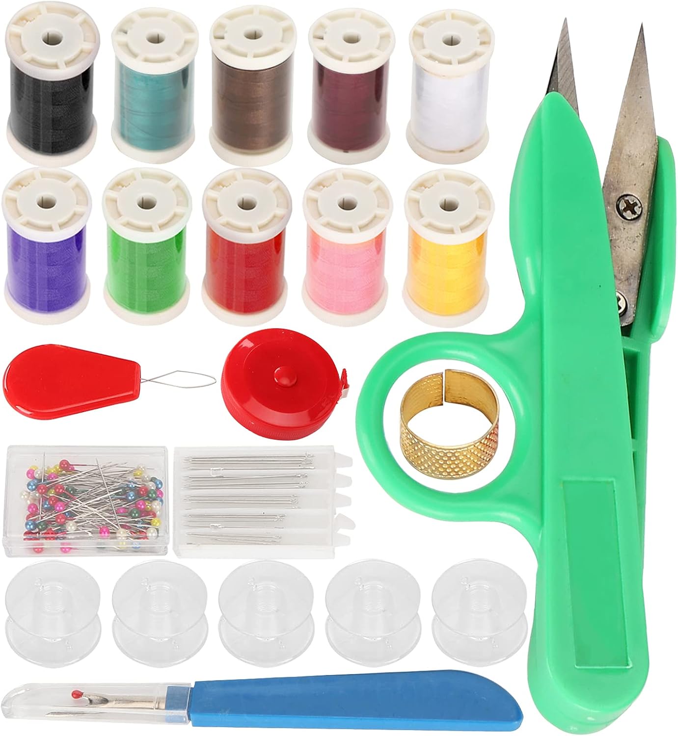 Sewing Kits Needle Thread Scissor Ruler Bobbin Set, Sewing Machine Accessories, Complete Sewing Tools for Household and Travel Use, Embroidery Machine Accessories with 90pcs