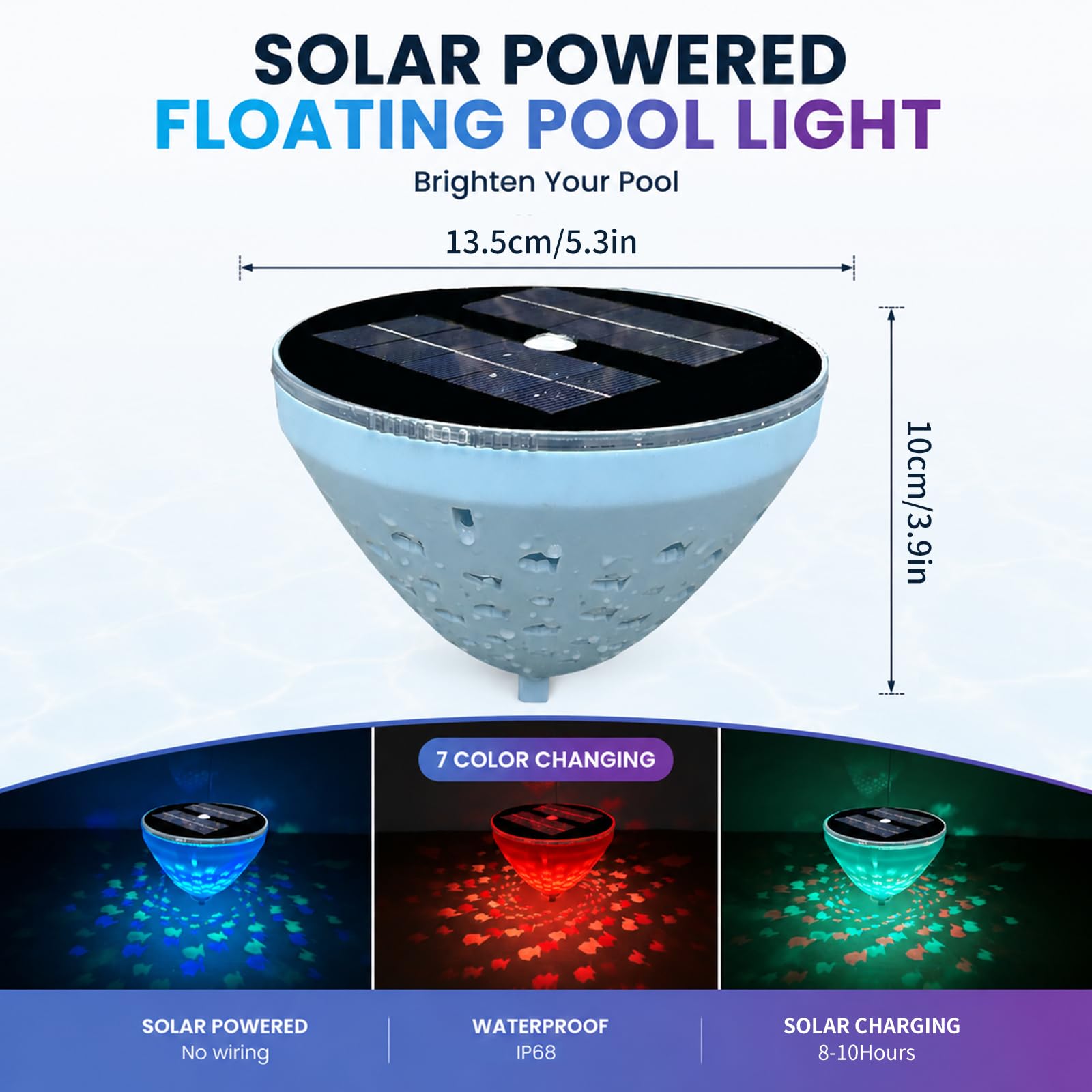 Accessoire Piscine, Lumiere Solaire, Lampe Piscine Led Etanche, Projecteur, pour Jacuzzi, Jardin, SPA, Fête