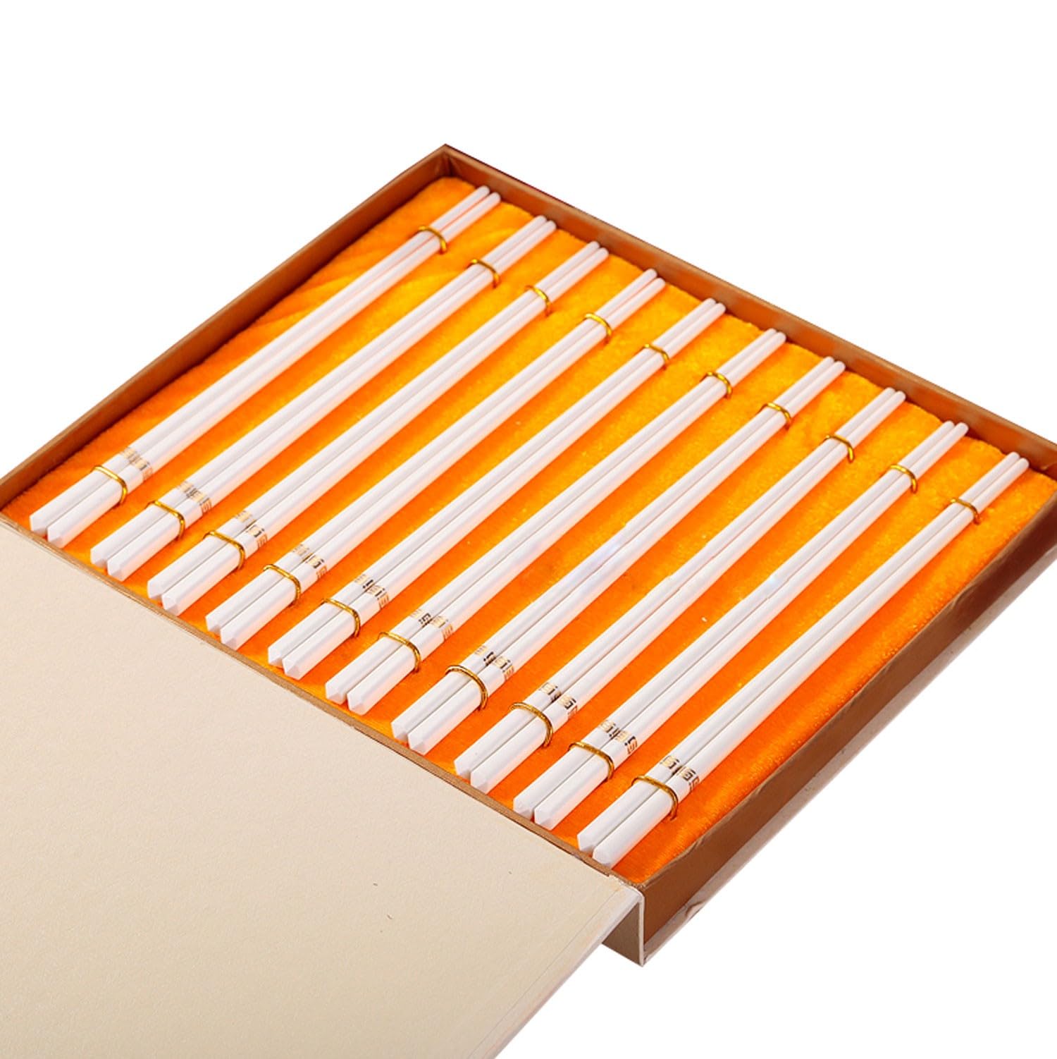 Baguettes pour débutants Baguettes en métal Coffret Cadeau de 10 Paires de Baguettes en Porcelaine, Baguettes en céramique de 25 cm (C)